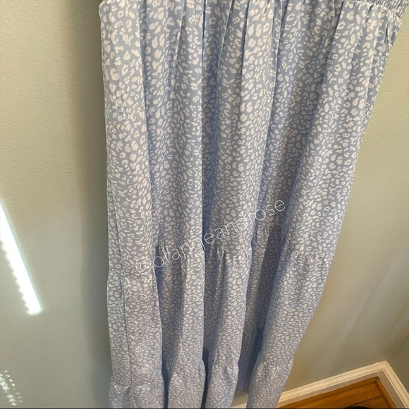 Zattcas Blue White Leopard Animal Cheetah Print Smocked Maxi Dress Comfy Medium - Picture 7 of 11